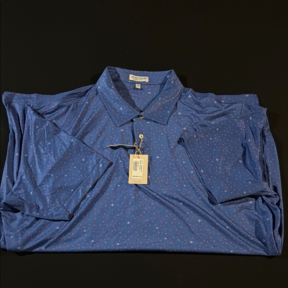 Peter Millar Blue Polo with Subtle Micro Dot Print